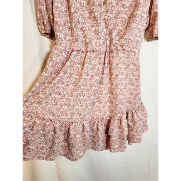 B. Darlin Y2K $70 Size 13 Pink White Ditzy Floral Fit & Flare Ruffle Hem Dress - Picture 2 of 11